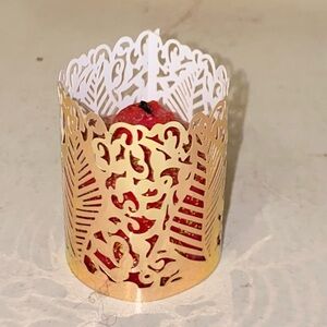 48 Decorative Laser Cut Gold Votive Tea Light Candle Wraps by Frux